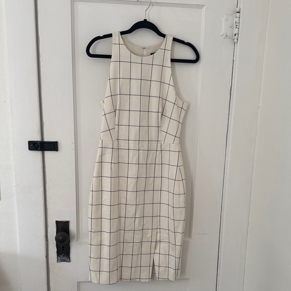 Banana Republic Cream Grid Midi Dress